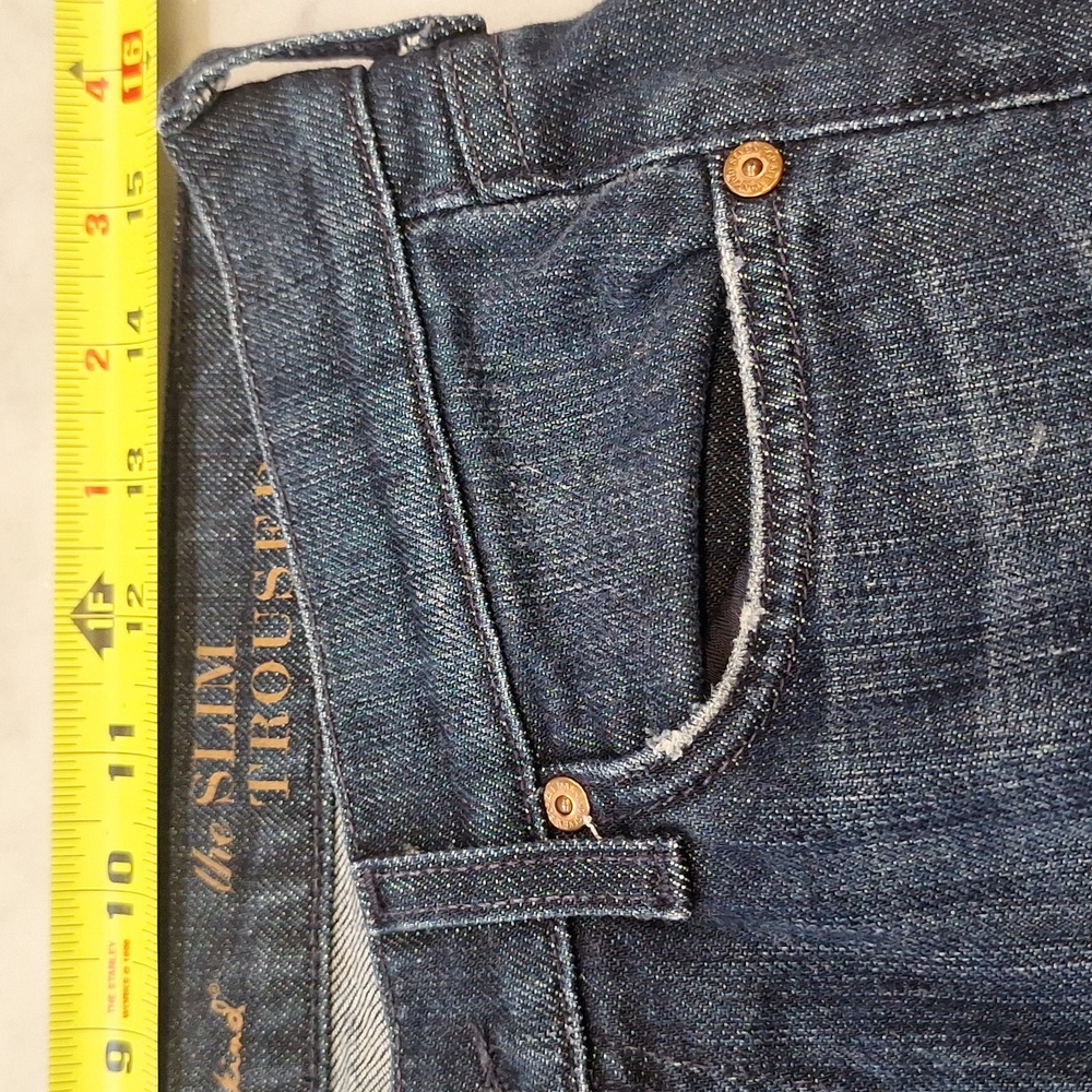 7 For All Mankind The Slim Trouser Dark Blue Flare Jeans Womens Sz‎ 27 70s Style - Picture 6 of 10